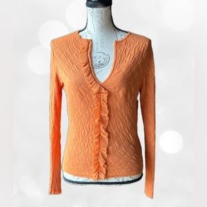 VALENTINO Vintage Knit Sweater, Ruffle Detail, Like New, never worn US6/WU42